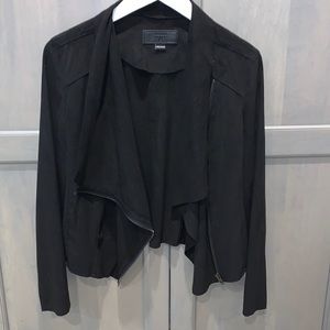 BlankNYC Soft suede like, Black asymmetrical zip jacket
